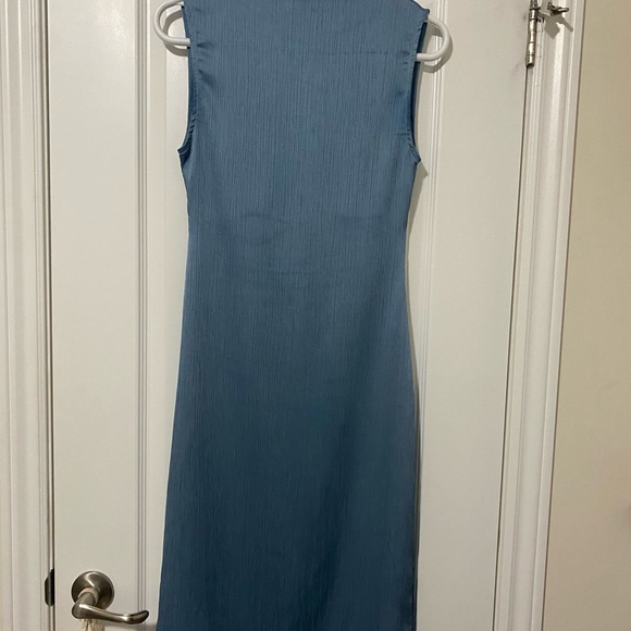 Zara Blue Mock Neck Sheath Dress - Picture 6 of 6
